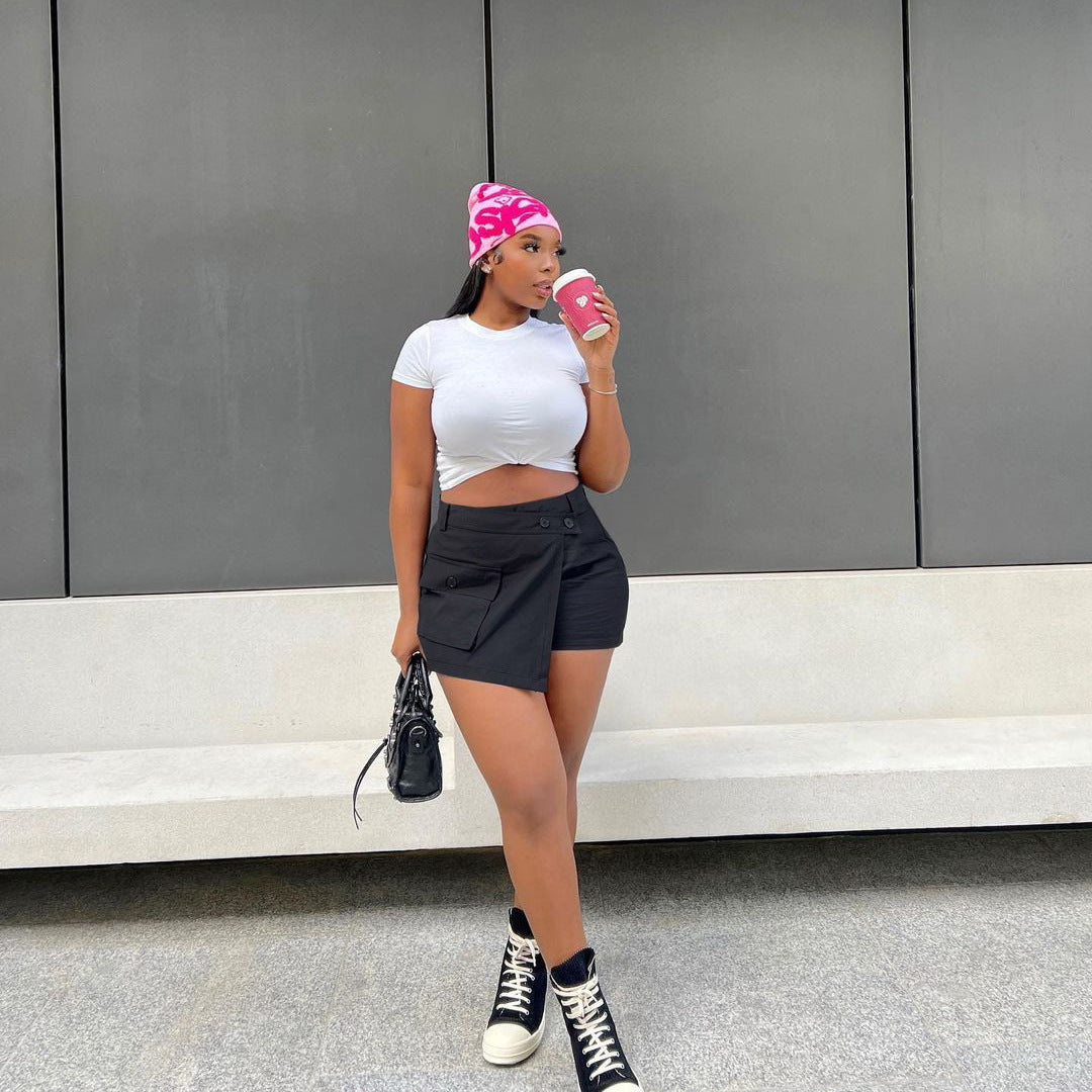 Zipper Pocket Skirt Shorts