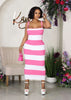 Striped Backless Lace-up Sheath Sexy Dress