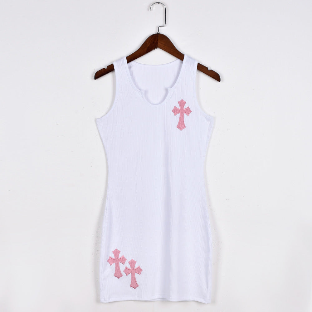Cross Panel Embroidered Dress