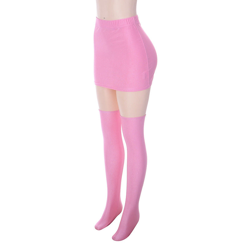 Tight Fitting Buttocks Skirt Short Skirt+half Stockings Set