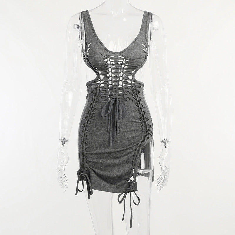 Hollow Sleeveless Suspender Dress