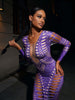 Ripped Skinny Sheath Dress Rhinestone Printed Dress