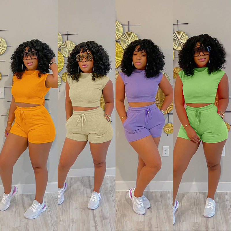Sleeveless Suit Shorts Two-piece Set