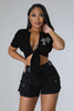 Solid Color Lace-up T-shirt