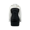 Shirt Stitching Leather Skirt Pleated Fake Two-piece Punk Dress