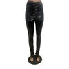 Crimp Slit Fleece-Lined PU Leather Pile Pants
