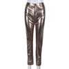 Slim Fit Buttocks Metallic Silver Hot Casual Pants