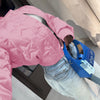 Star embossed thumb button cotton padded warm jacket