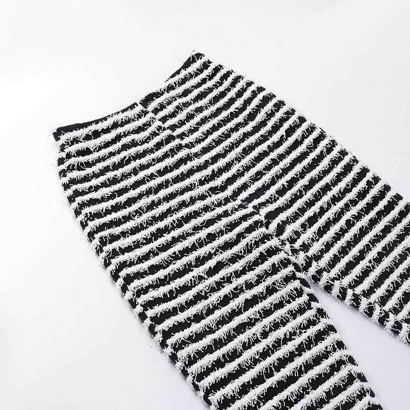Fluff Slim-Fit Striped Casual Pants