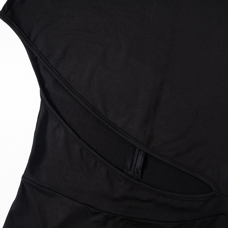 Tight solid color irregular umbilical jumpsuit pants