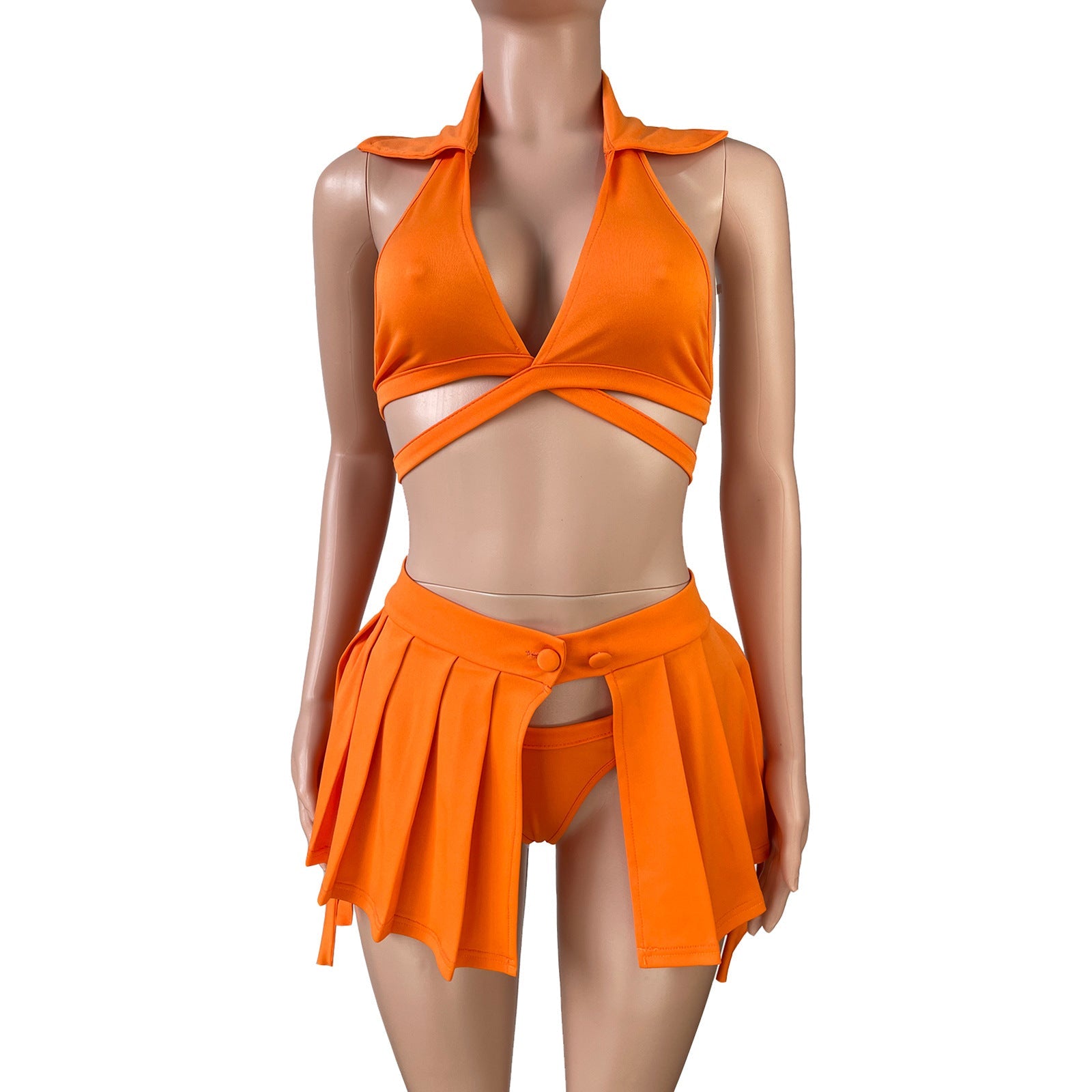 Bikini Pleated Sports Swimsuit 3pc Set