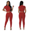 Pit stripe sports round neck tight and navel exposed set