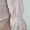 Pleated Balloon Sleeve Cinched Waist Top