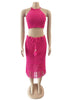 Tassel Fishing Net Knitted Two Piece Set