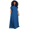 Denim Loose Deep V Open Back Dress