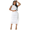 Solid Color High Waist Ruffles Navel Slim Fit Suit