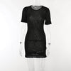 See-through Tassel Short Sleeve Sheath Dress
