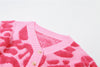 Sweet color-block low-cut V-neck button-up high-rise slim-fit knit top