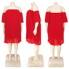 Chiffon Lantern Sleeve Draping Pleated Double Layer Dress