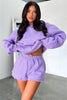 Solid Color Long Sleeved Shorts Hoodie Two-piece Set