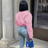 Star embossed thumb button cotton padded warm jacket