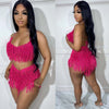 See-through Knitted Hand Crochet Tassel Beach Short Suit