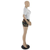 Solid Camouflage Short-Sleeved Shorts T 2PC Set