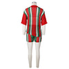 Hollow out See-through Contrast Color Lapels Knitted Shorts Suit