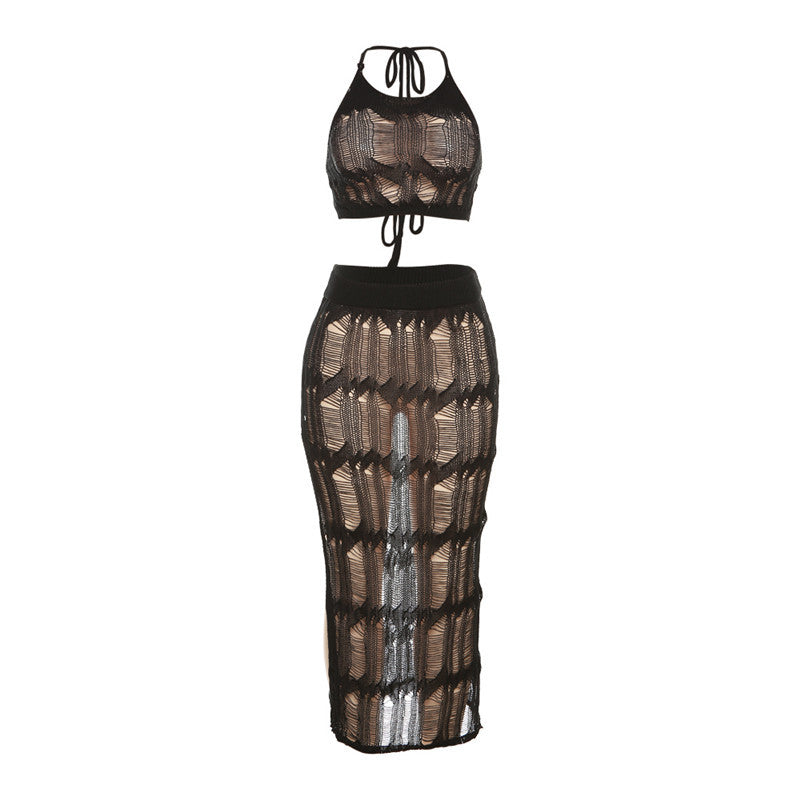 Beach Skirt with High Waist Slit Dress Set