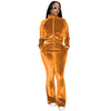 Fashion drawstring solid color dense velvet micro horn 2PC set