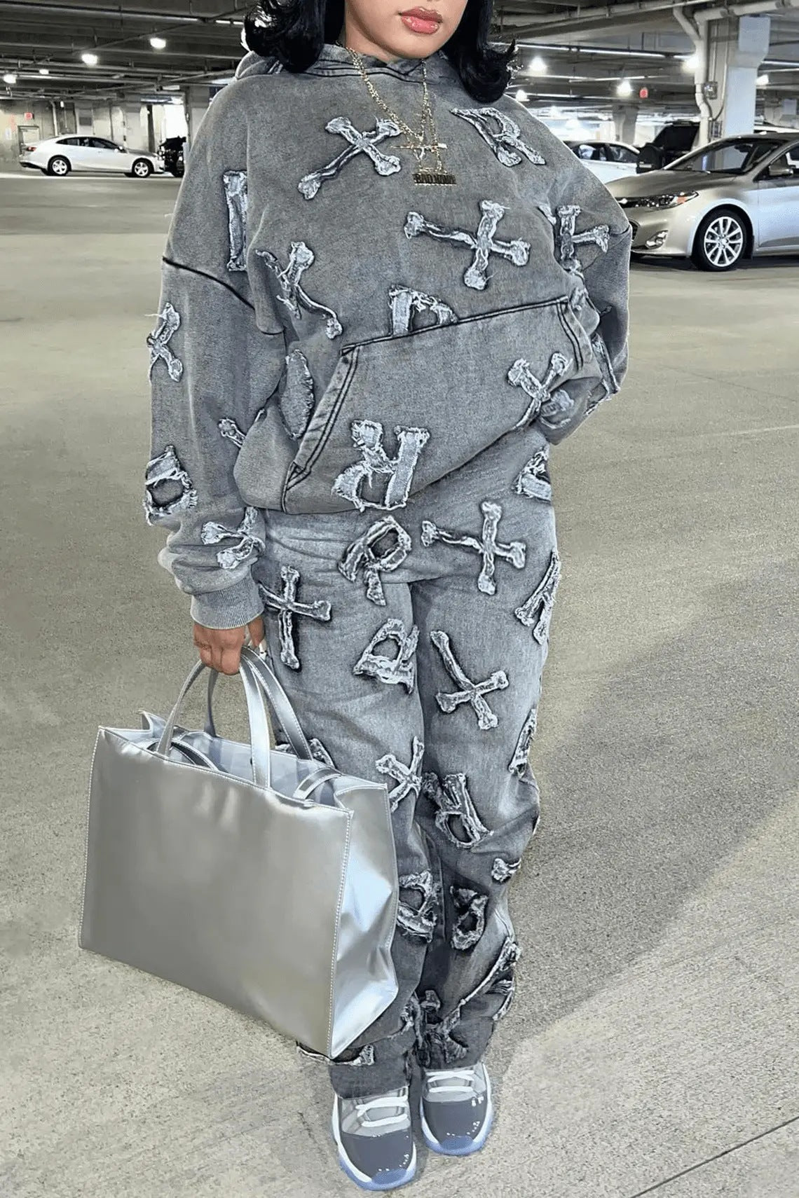 Printed Pocket Long Sleeve Sweater 2PC Set