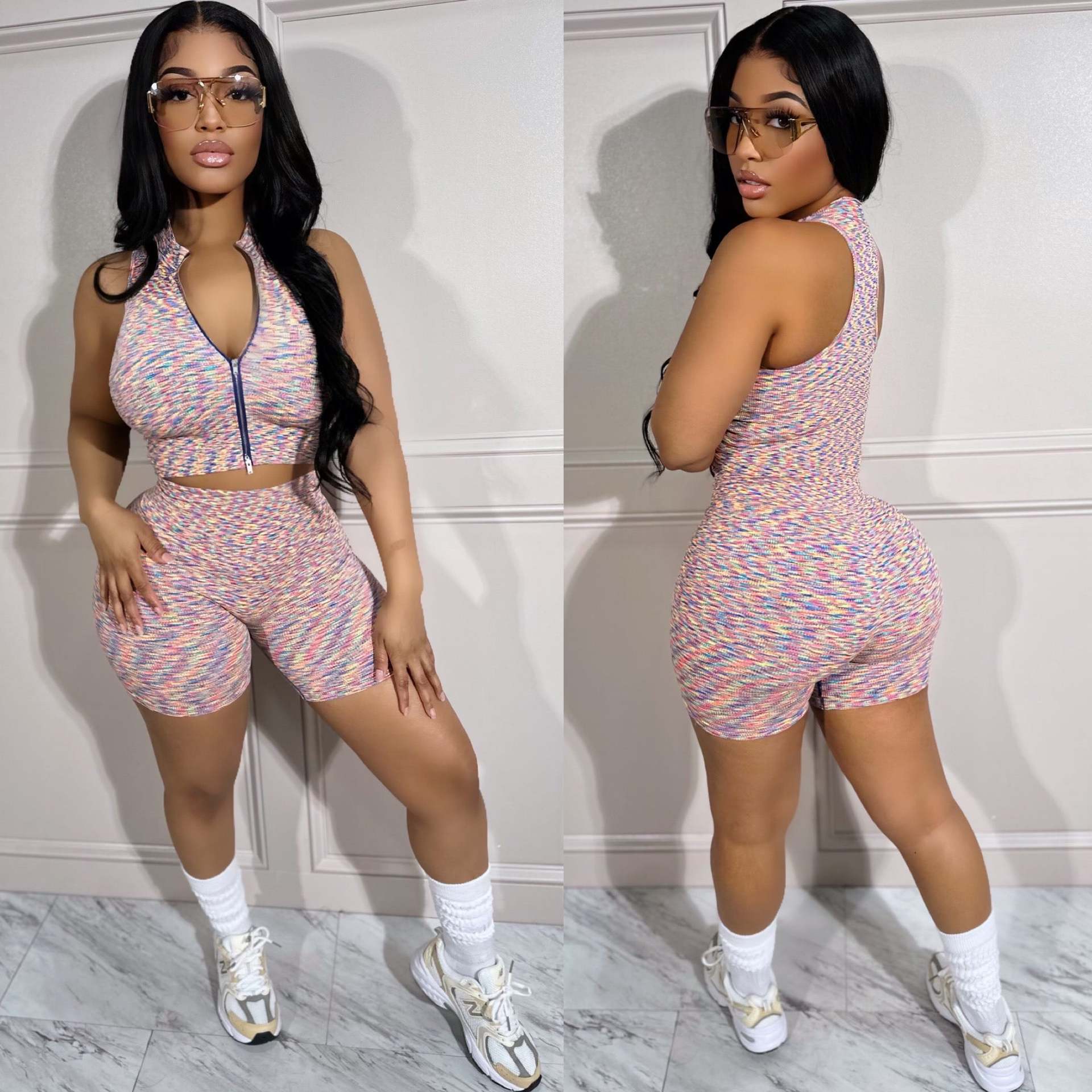 Zipper Vest Sports Two-Piece Set