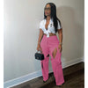 Cotton Fried Dough Twists hollow casual pants