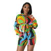 Printed Long Sleeve Shorts Two-piece Set