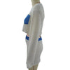 Spliced bare mesh long sleeved hip wrap skirt set