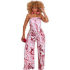 Bandeau Marble-print One-piece Wide-leg Trousers Loose Fit