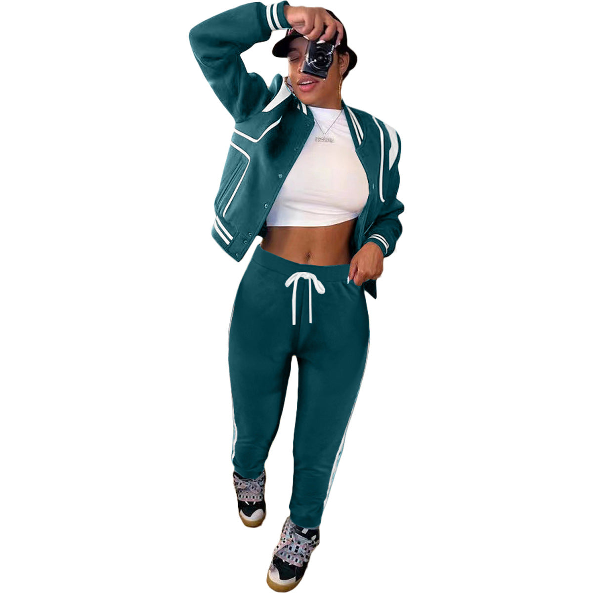 Fashion Leisure Sports Set Double Thread Baseball Jersey 2pc