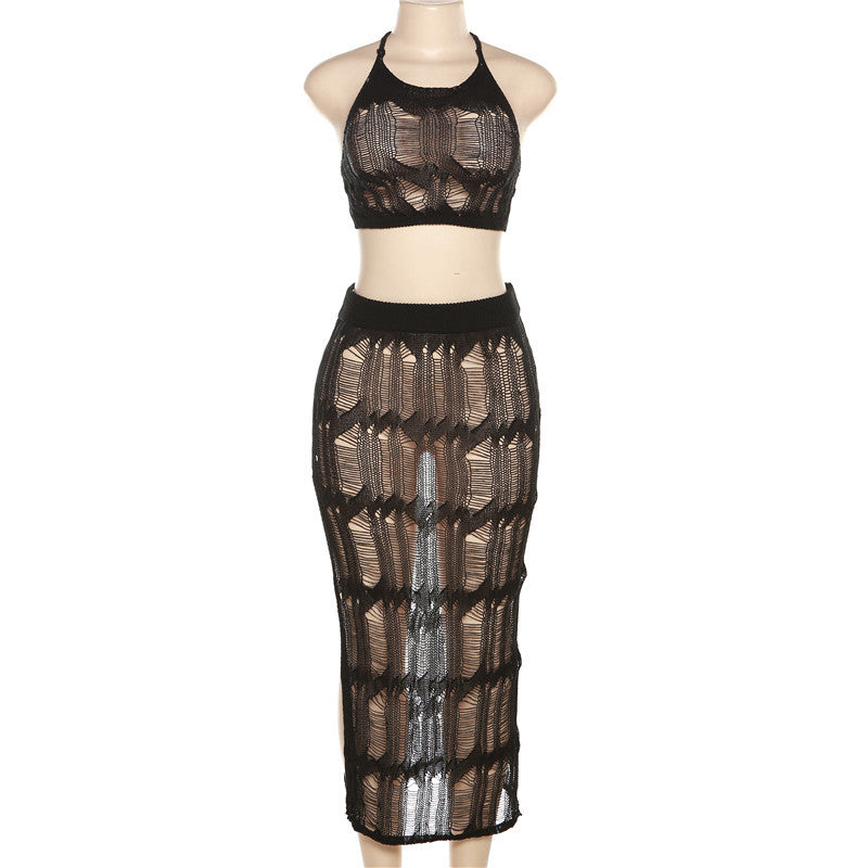 Beach Skirt with High Waist Slit Dress Set