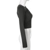 One Shoulder Asymmetric Solid Color Long Sleeve Top T-shirt
