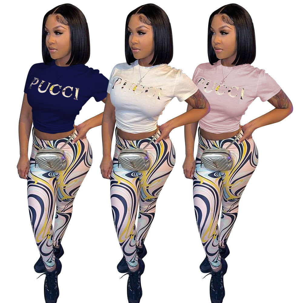 Slim Short-sleeved Trousers Two-piece Set