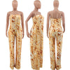 Bandeau Marble-print One-piece Wide-leg Trousers Loose Fit
