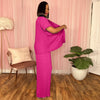 Tree Pattern Pleated Fabric Short Sleeved Shirt Wide Leg Pants Set