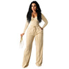 Long sleeved solid color low cut two-piece set