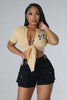 Solid Color Lace-up T-shirt
