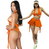 Bikini Pleated Sports Swimsuit 3pc Set