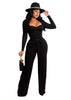 Long sleeved solid color low cut two-piece set