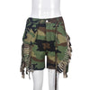 Camouflage Workwear Pocket Tassel Ripped Short
