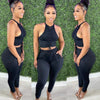 Solid Color Pleating Vest 2PC Set