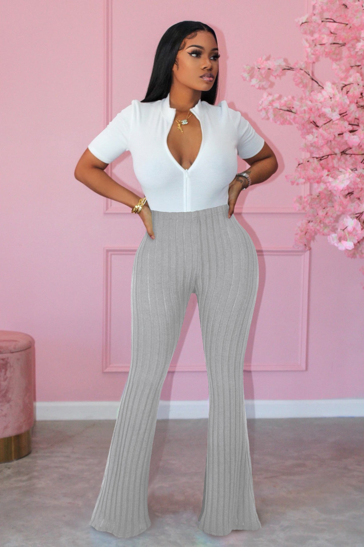 Brushed women's micro-flared pants