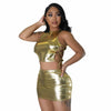 Lace-up Midriff Outfit Top Hip Skirt Two-Piece Set
